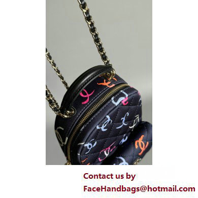 Chanel Printed Fabric  &  Gold-Tone Metal Black  &  Multicolor Classic Mini Backpack AP3753 2025